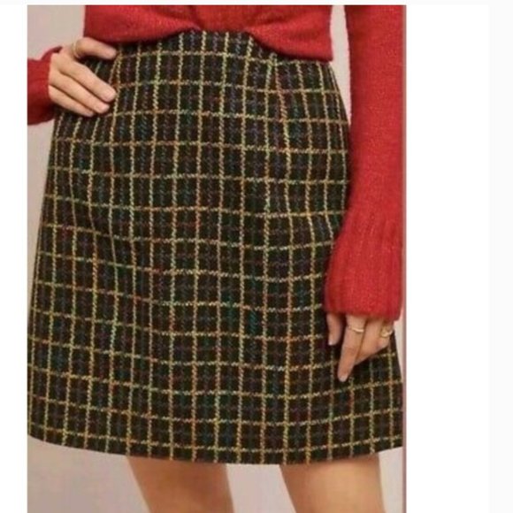 NWT anthropologie black plaid mini skirt - Picture 2 of 8